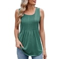 thumbnail image 2 of QUNYINEY Solid Tank Top Women Cotton Summer Shirts Crew Neck Pleated Flowy Sleeveless Loose Fit Women's Tops, 2 of 9