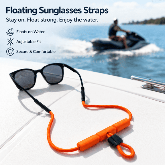 Floating Sunglasses Straps - Buoyant Eyewear Retainer for Water Sports, Adjustable Glasses Lanyard for Boating, Swimming, Beach