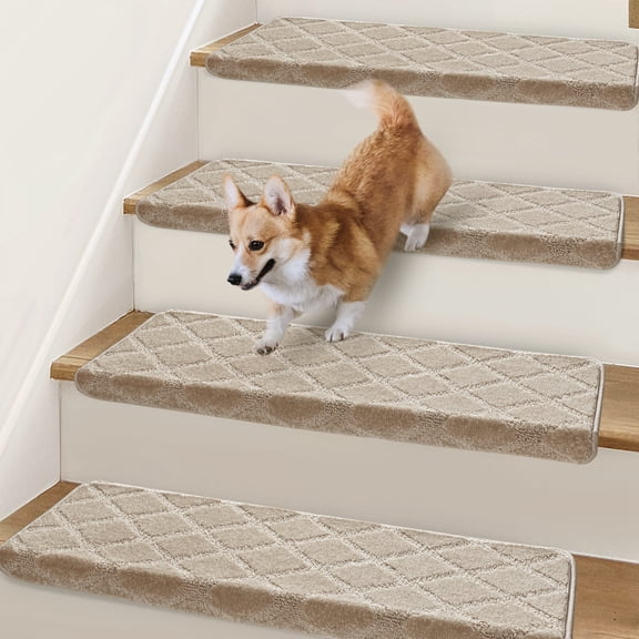Bullnose Carpet Stair Treads 9.5" x 32", 14 Pack Non-Slip Rounded Edge for Wooden Indoor Steps