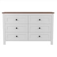 thumbnail image 6 of Retro Farmhouse Style Wooden Dresser with 6 Drawer, Storage Cabinet for Bedroom, White+Brown, 6 of 7
