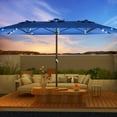 thumbnail image 3 of Riedhoff 15ft Large Patio Umbrella with Solar Lights and Base for Deck Poolside Backyard,Navy Blue, 3 of 7