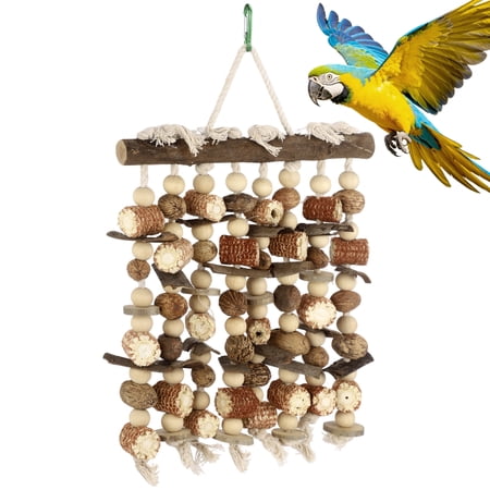 Large Bird Macaw Chew Toy, Natural Hanging Parrot Chewing Toy with Corn Cob, Bird Cage Accessories for Macaw, Cockatoo, Large and Medium Parrots