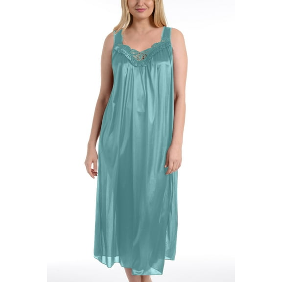 EZI Nightgowns for Women - Soft & Breathable Satin Night Gowns for Adult Women - Medium to Plus Size Womens Sleep Shirts - Long Mid-Length Nightgown