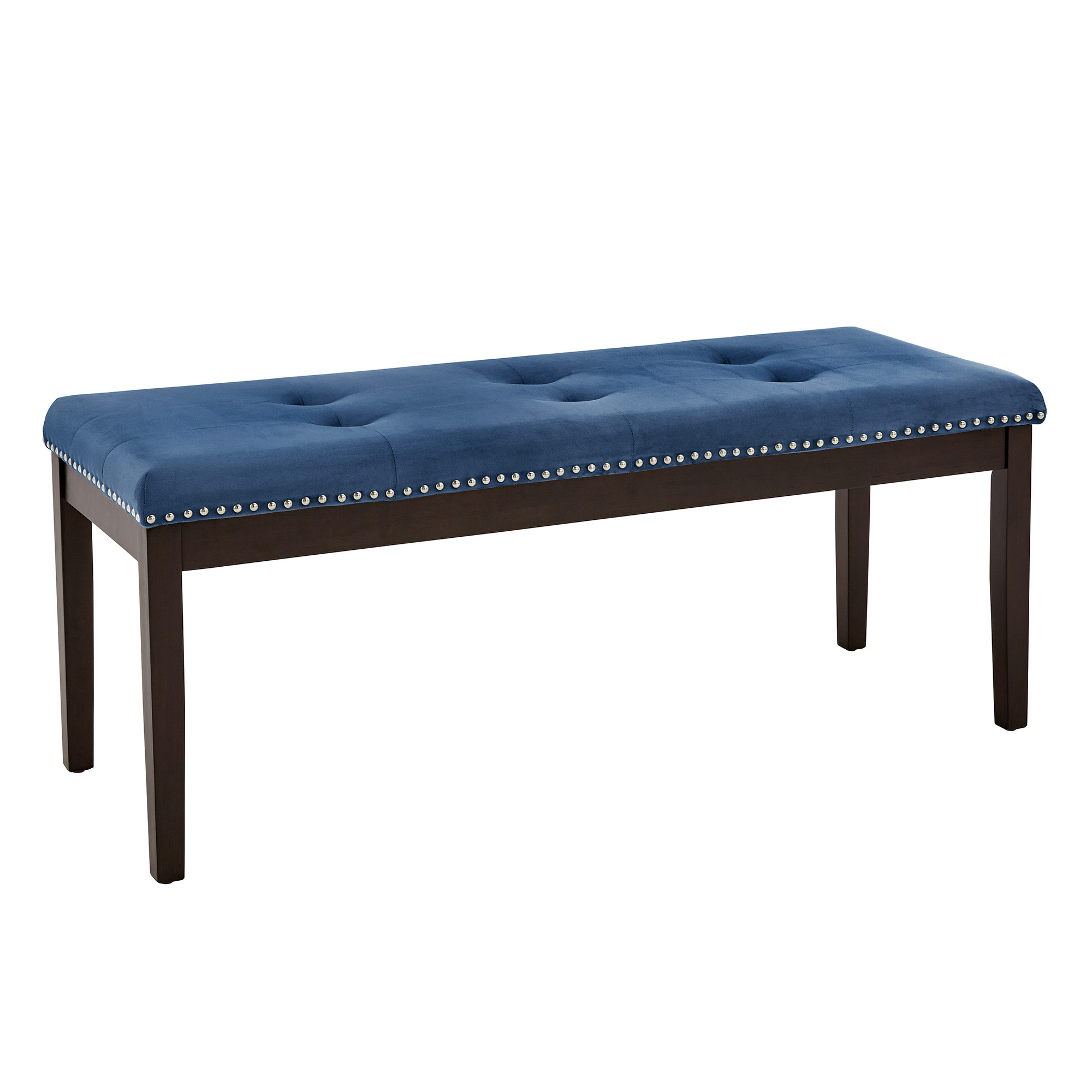 Weston Home Banford Velvet Tufted Nailhead Bench, Blue