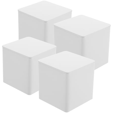 LEORX 4Pcs Small White Tinplate Storage Containers with Airtight Lids for Tea Coffee Candy