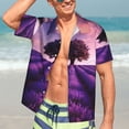 thumbnail image 7 of Honeii Lavender Field Sunset Print Men’s Hawaiian Shirt,Classic Button-Down Short Sleeve Shirt, for Beach, Vacation, and Outdoor Activities,3X-Large, 7 of 7