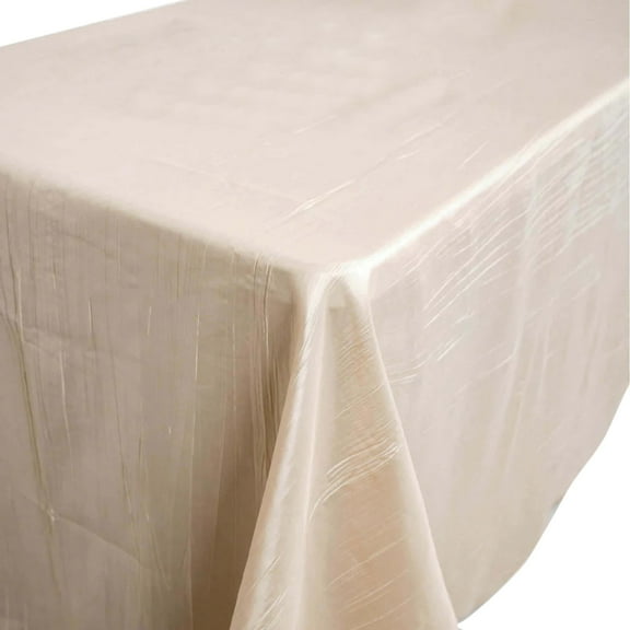 Efavormart 90" X 132" - Beige Accordion Crinkle Taffeta Rectangular Table Cover - Perfect for Wedding Ceremonies, Parties, Upscale Occasions, Birthday Celebrations, and Any Special Event