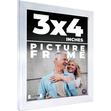 3x4 In Frame Silver Real Wood Picture Frame Width 0.75 inches | Interior Frame Depth 0.5 inches |