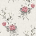 thumbnail image 1 of Floral Red, Beige Flowers Wallpaper Roll, 1 of 2