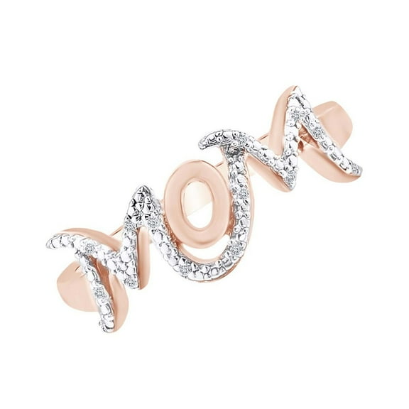 AFFY 0.05 Cttw Round Natural Diamond Accent Solitaire Mom Ring In 14k Rose Gold Over Sterling Silver-6
