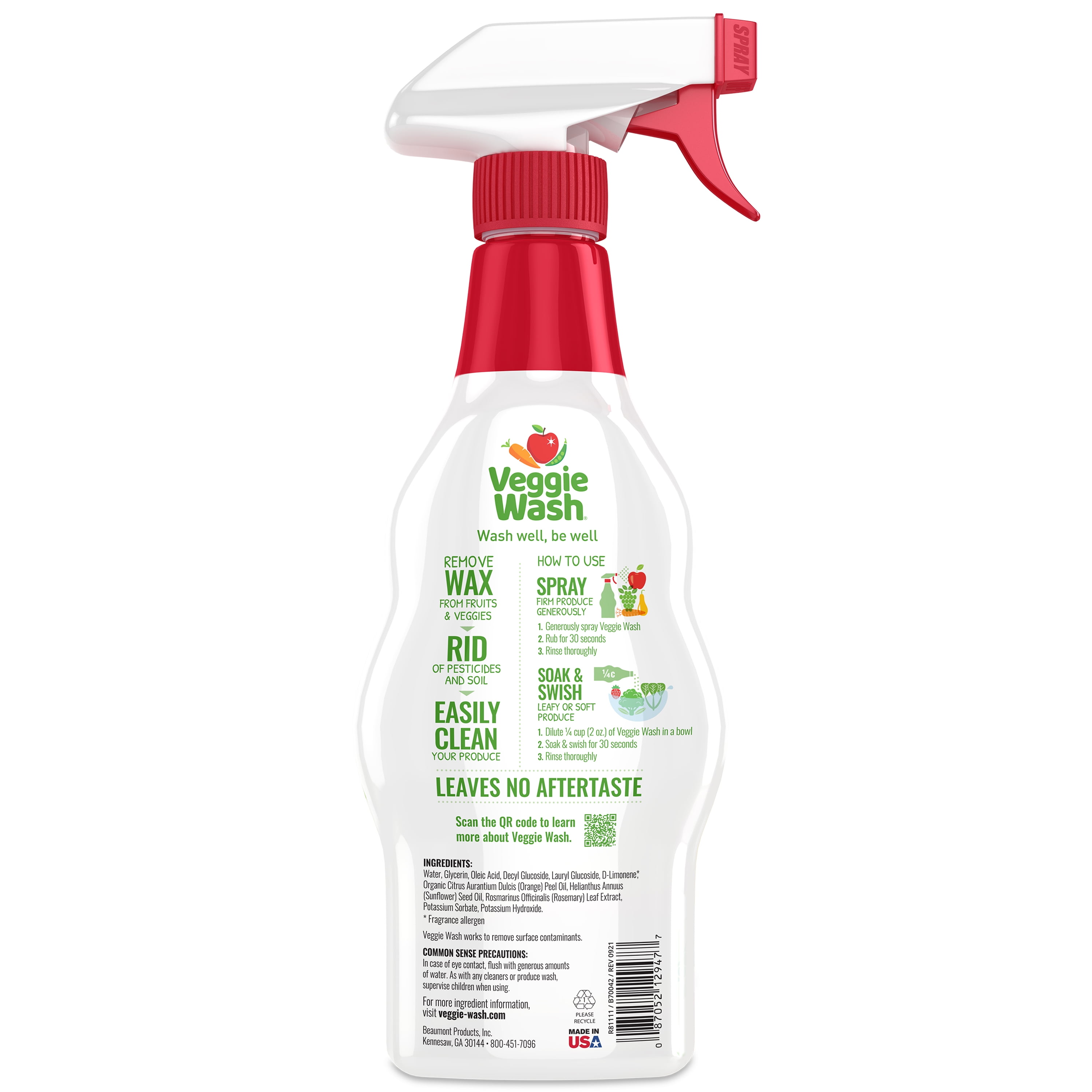 Veggie Wash Fruit and Vegetable Wash, Produce Wash and Cleaner, 16
