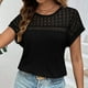 thumbnail image 2 of Camiseta de manga corta lisa con aberturas para mujer: transpirable, cuello redondo, poliéster y spandex, tallas S-XXL, 2 of 6