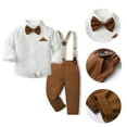 thumbnail image 2 of Tiweut Casual Outfits Boys Toddler Long Sleeve Lapel Bow Shirt and Suspender Pants Child Kids Gentleman Outfits Party Dress Relaxed Fit Clothing 18-24 M, 2 of 6
