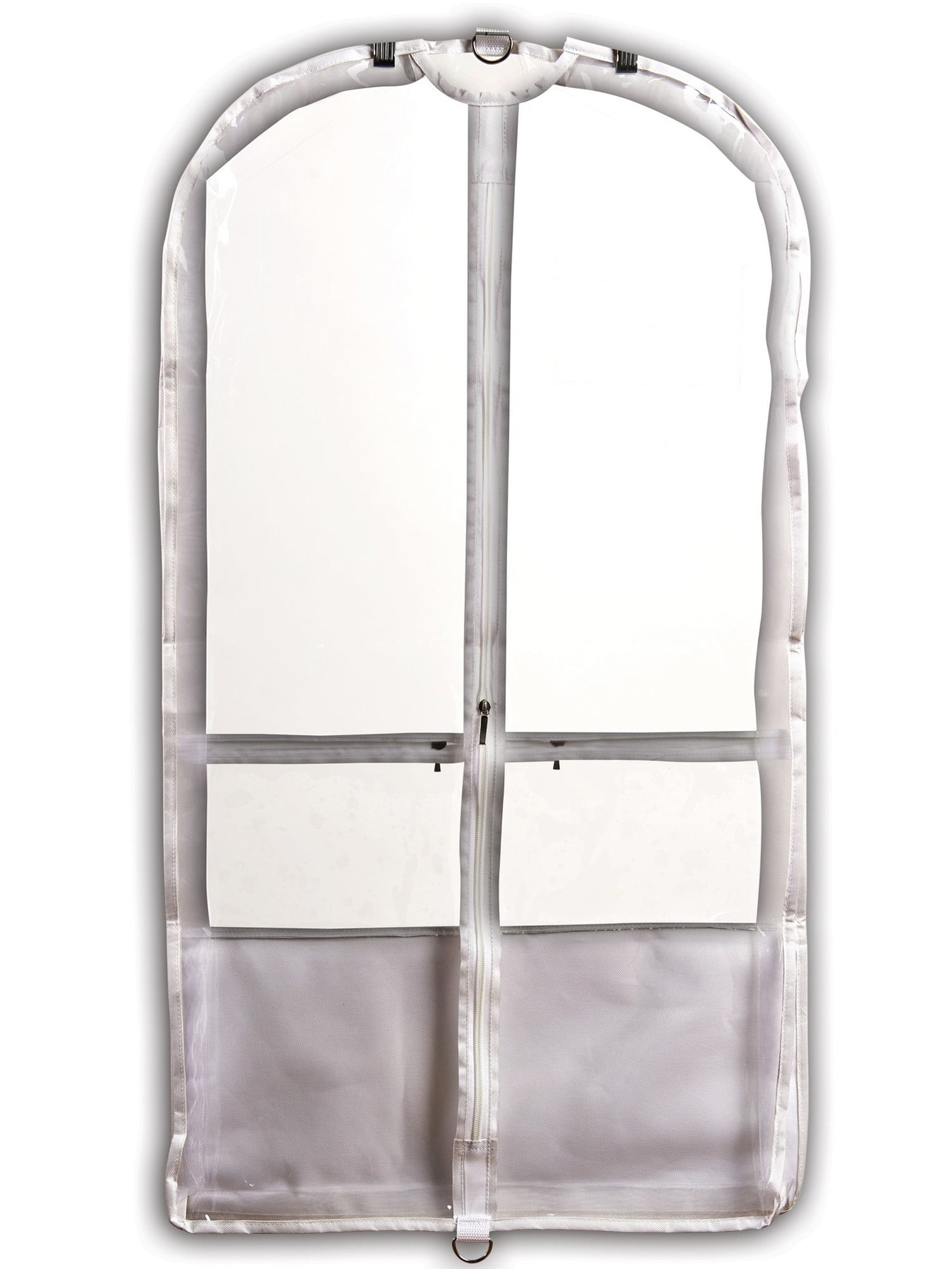 Danshuz Girls White Trim Pockets Clear Competition Garment Bag 37"x 20