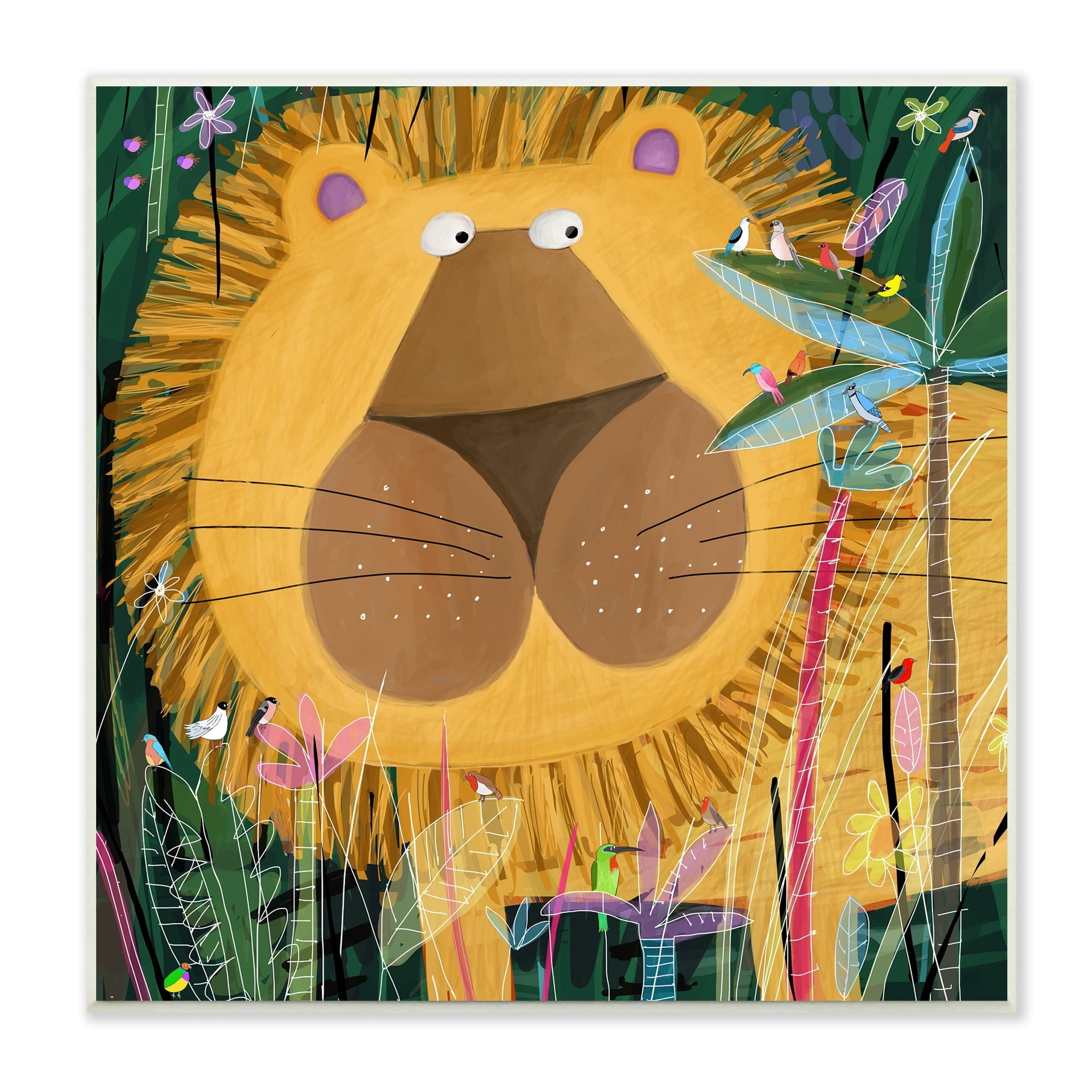 Stupell Industries Tiger in Tropical Jungle Kids' Safari Animal, 12 x 12,Design by Carla Daly
