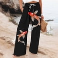 thumbnail image 2 of YUANGUANST Women's Wide Leg Pants Women's Beach Boho Style Loose Casual Straight Leg Pants Business Work Casual Pants, 2 of 4