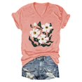 thumbnail image 4 of Yubnlvae Women's Vintage Floral Print Boho Loose Short-Sleeve T-Shirt – Pink, Blue, Dark Blue, Black, Grey, White, Red, Green (S-XXXL) (Pink | XXL), 4 of 4