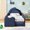 Navy Blue + Boucle + Fabric + Foam, variant on Twin Dinosaur-Shaped Kids Bed with Safety Guardrails, Solid Wood Toddler Bed Frame with Boucle Fabric