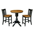 thumbnail image 3 of International Concepts 3-Piece Dining Set with 30" Round Pedestal Bar Height Table and 2 San Remo Bar Height Stools, Black/Cherry, 3 of 3