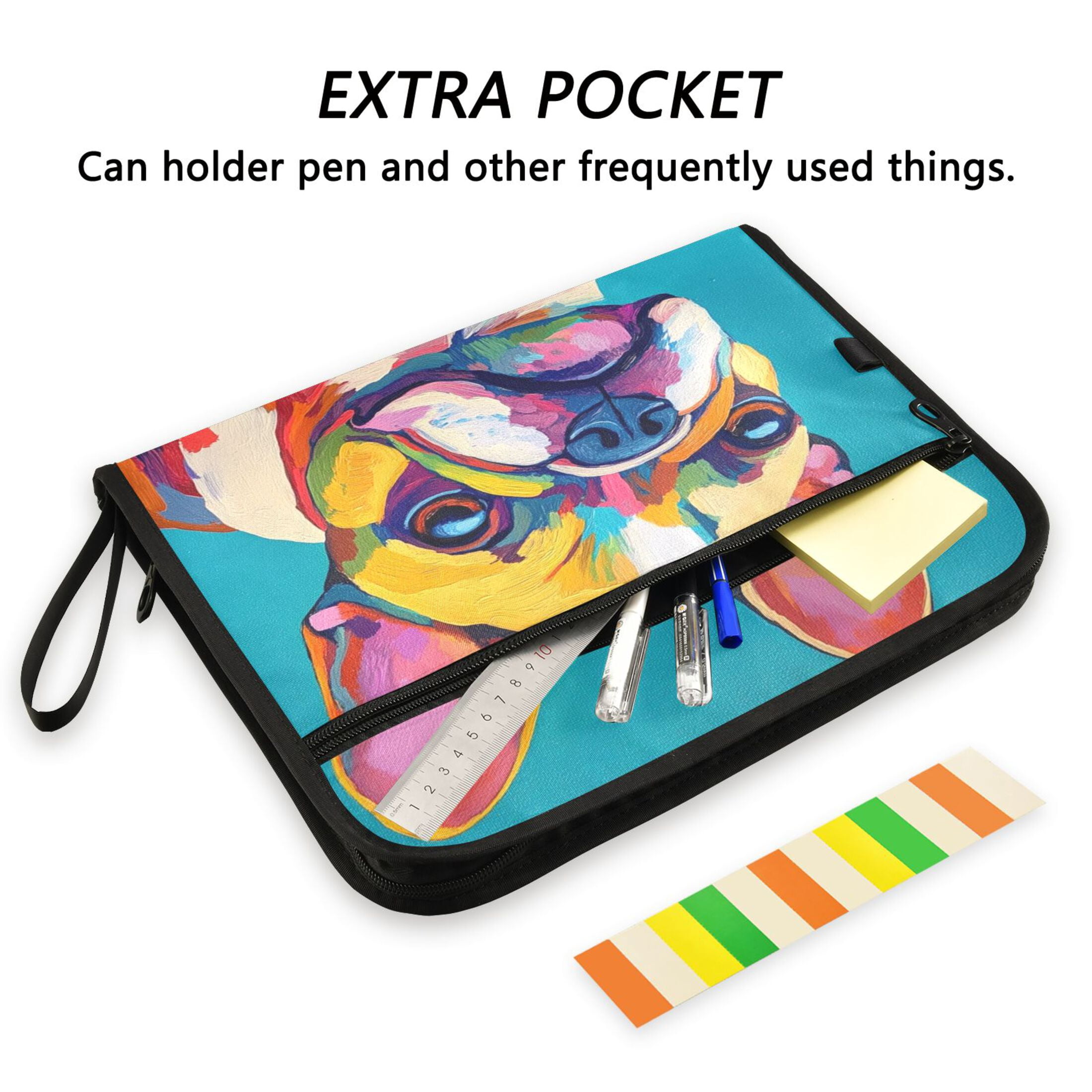 Organ Folder 14.2 x 0.8 x 10.6 Inches 13 Separate Pockets A4 Size Documents Folder A Sort Storage File Manager For The Home Office Rainbow Cute Puppy
