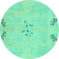 thumbnail image 1 of Ahgly Company Indoor Round Abstract Turquoise Blue Modern Area Rugs, 8' Round, 1 of 4