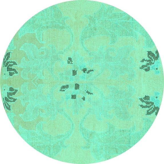 Ahgly Company Indoor Round Abstract Turquoise Blue Modern Area Rugs, 8' Round