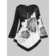 thumbnail image 1 of Camiseta con Estampado Floral de Talla Extra Rosegal  Mangas largas de talla grande, 1 of 5