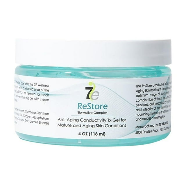 Gel conductor restaurador de 4 oz, complejo bioactivo para microcorriente - extracto de té verde, péptidos de colágeno, cuidado de la piel facial, antienvejecimiento y