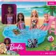 thumbnail image 6 of Barbie Doll and Pool Playset with Slide and Accessories, Brunette in Pink Swimsuit, 6 of 6