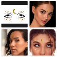 thumbnail image 3 of 4 Sheets Face Tattoo Sticker Metallic Shiny Temporary Water Transfer Tattoo for Professional Make Up Dancer Costume Parties, Shows Gold Glitter, 3 of 4