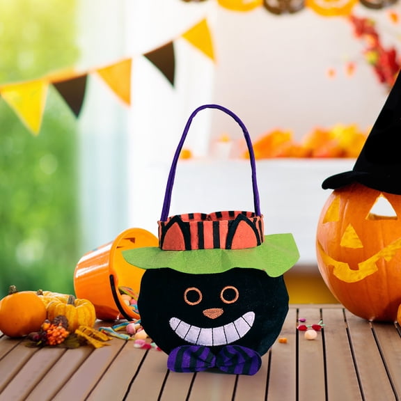 Konghyp Halloween Candy Bag, Trick or Treat Handbag, Fun Party Props, Reusable Gift and Storage Bag, Assorted Halloween Designs, Non-Woven Fabric Halloween Treat Bags