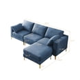 thumbnail image 7 of Convertible Sectional Sofa with Ottoman, 93 Inch Modern L-Shaped Sectional Sofa Couch Set with 2 Pillows and Footrest Comfy Upholstered Accent Sofa with Metal Legs for Living Room Office, Blue, 7 of 7