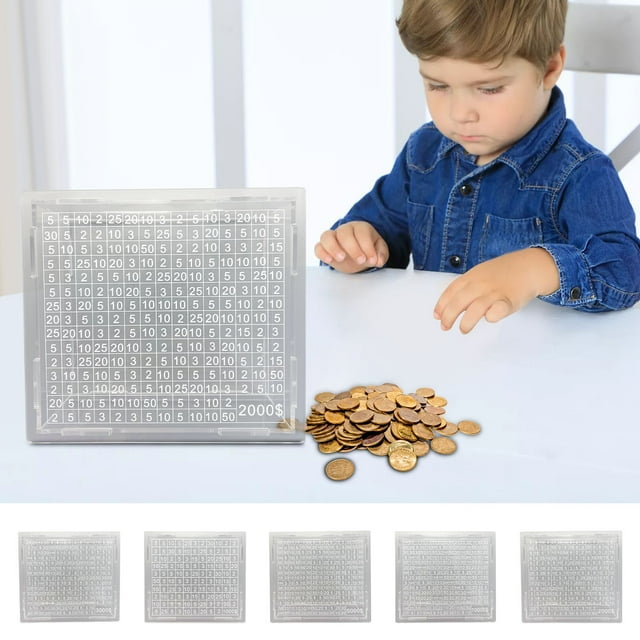 Fiudx Caja de Ahorros, Diseño Transparente con Contador Incorporado, Multiusos para Guardar Dinero, Portátil y Ligera, Decoración para El Hogar y El Dormitorio, Regalo Ideal para Vacaciones, 16 X 14,