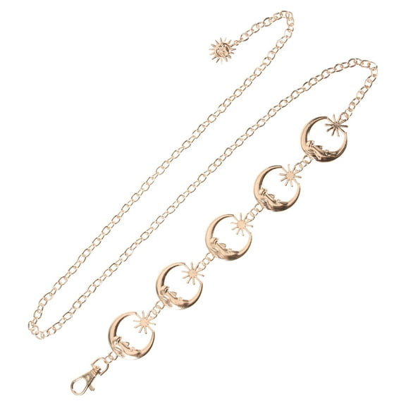 BESTYASH Golden Metal Waist Chain Belt with Unique Sun Moon Star Pattern for Parties