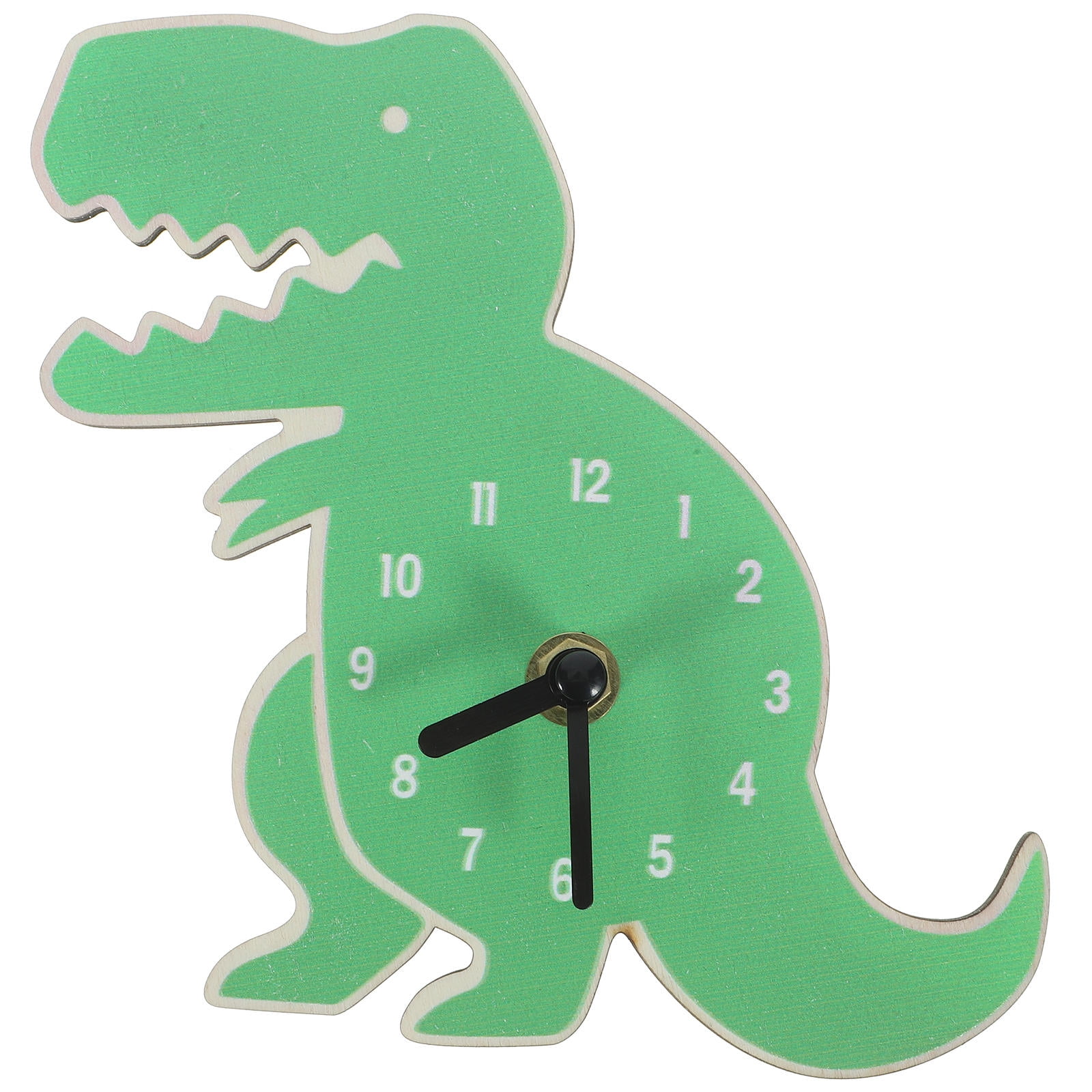 Homoyoyo Green Dinosaur Wall Clock for Kids with Silent Mechanism and Easy to Read Numbers, Wooden