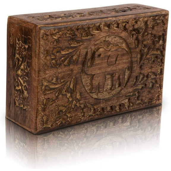 Great Birthday Gift Ideas Handmade Decorative Wooden Jewelry Box Jewelry Organizer Keepsake Box Treasure Chest Trinket Holder Watch Box Storage Box Housewarming Gifts Women (Natural Finish)