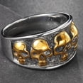 thumbnail image 4 of Retro Vintage Stainless Steel Gothic Death Skull Skeleton Cocktail Party Biker Statement Halloween Ring, 4 of 10