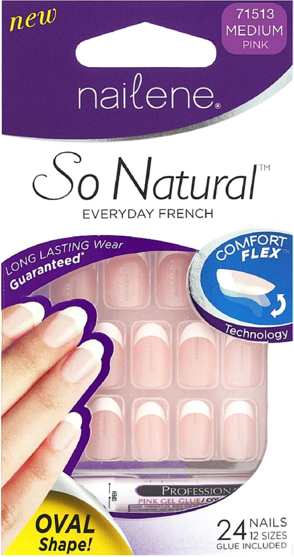 Nailene So Natural Everyday French, Medium Pink [71513] 24 ea (Pack of