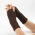 thumbnail image 2 of Vorkoi Knitted Fingerless Gloves for Women Winter Thumbhole Wrist Warmer Men Crochet Arm Warmers Hand Mittens, 2 of 5