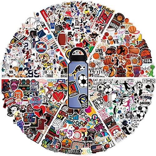 300 Pcs Vinyl Sports Stickers ,Waterproof Water Bottle Stickers Bulk Pack,Funny Laptop Scrapbook