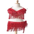 thumbnail image 1 of Traje de danza del vientre, traje de baile de jazz sexy, traje de baile de tubo de acero, uniforme con borlas de lentejuelas, traje de escenario, 1 of 4
