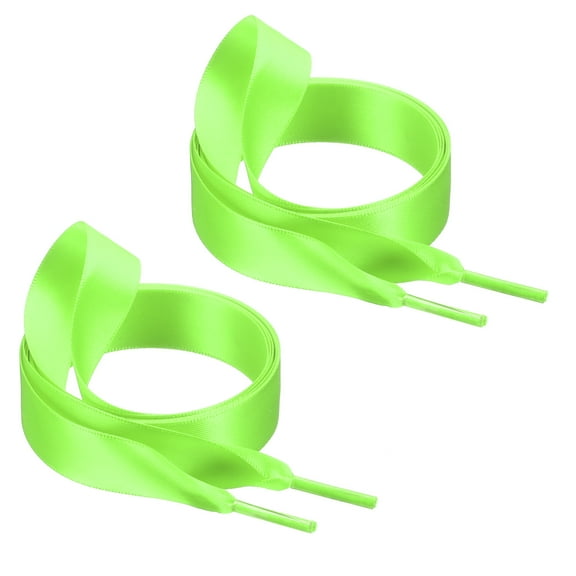 47" Satin Ribbon Shoelaces, 3/4" Wide Silk Flat Shoe Laces Shoestring Silky Sneakers Shoelaces for Girls Women Shoe Decoration, Olive Green