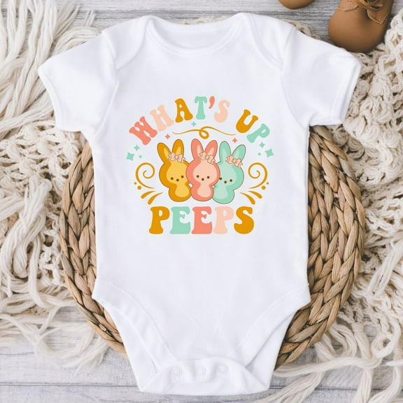 Easter Baby Bodysuit, Whats Up Peeps Bodysuit, Baby'S First Easter Outfit, Baby Girl 1St Easter, Peeps Baby Romper Gift Cute Baby Onesie, BABY BODYSUIT LAT 4424