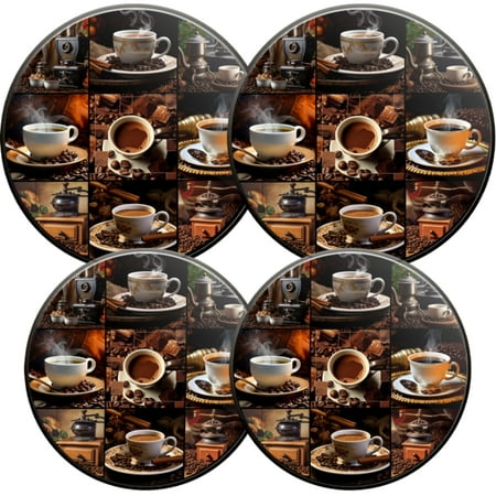 

Electric Stove Burner Covers 4 Pcs Round Gas Burner Cover 8 and 10 Inch coffee cups and coffee beans with other coffee-related objects