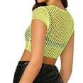 thumbnail image 3 of GBSYEWXS Tops For Women Mesh Crew Neck Shirts Short Sleeve Solid Color Green T-Shirts, 3 of 5
