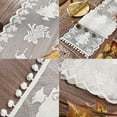 thumbnail image 4 of PuSpu Christmas Lace Table Runner 183x28cm White Polyester Fiber Snowflake Hollow Table Flag Tassel Edge Decor for Dining Table Holiday Party Decorative Cover Romantic Winter Style, 4 of 6