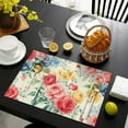 thumbnail image 4 of Pioneer Flower Floral Print Pattern Summer Placemats Table Placemats Set Of 4-Linen Kitchen Washable Placemats Table Mats 12x18 Inch Non-Slip Heat Resistant, 4 of 5