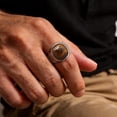 thumbnail image 5 of VNOX Stainless Steel Tiger Eye Signet Ring for Men, Silver Textured Statement Ring Gift Jewelry, 5 of 6