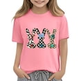 thumbnail image 6 of CYRBOKO Kids Easter T-shirts, Short Sleeve Cotton Casual Holiday Girls Summer Tops Pink Size 11-12 T, 6 of 8