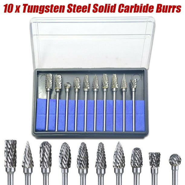 Juego de fresas rotativas de carburo de tungsteno de elección profesional para trabajadores del metal, acero al carbono de alto rendimiento para trabajar la madera y tallar metales, incluye caja